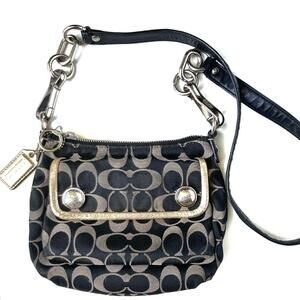 Coach Poppy Black Monogram Gold Trim Crossbody Bag | Purple Lining Y2K Purse